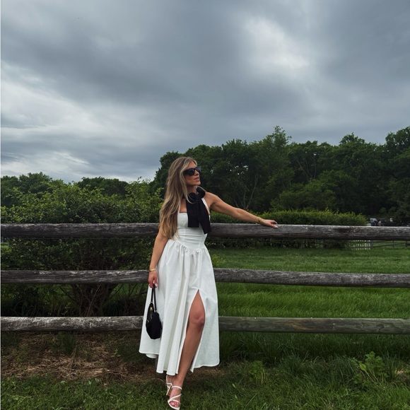 SHOWPO HELDA MIDI DRESS - HALTER TIE NECK CORSET PANEL DRESS IN OFF WHITE - Picture 1 of 2